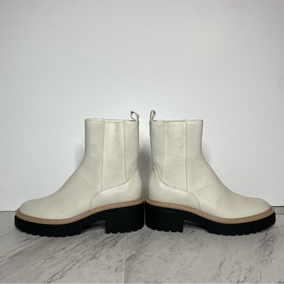 Open Edit Mya White Faux Leather Lug Sole Chelsea Boot 8M - Picture 8 of 15